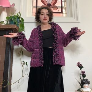 Vintage 1990s/Y2K Fringe Trim Cardigan